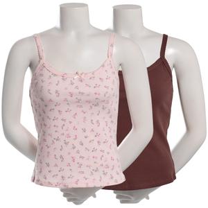 Juniors Pink Rose 2pk. Ribbed Lace Trim Camisoles - Pink