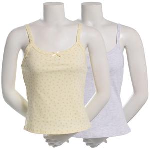 Juniors Pink Rose 2pk. Ribbed Lace Trim Camisoles - Yellow alternate view