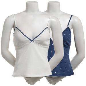 Juniors Pink Rose 2pk. Thermal V-Neck Babydoll Camisoles - Navy