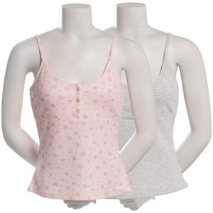 Juniors Pink Rose 2pk. Thermal Henley Tank Tops - Pink
