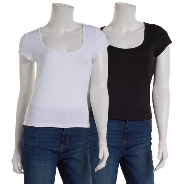 Juniors Urban Rebel 2pk. Nylon Jersey Scoop Neck Cap Sleeve Tees