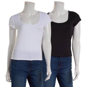 Juniors Urban Rebel 2pk. Nylon Jersey Scoop Neck Cap Sleeve Tees