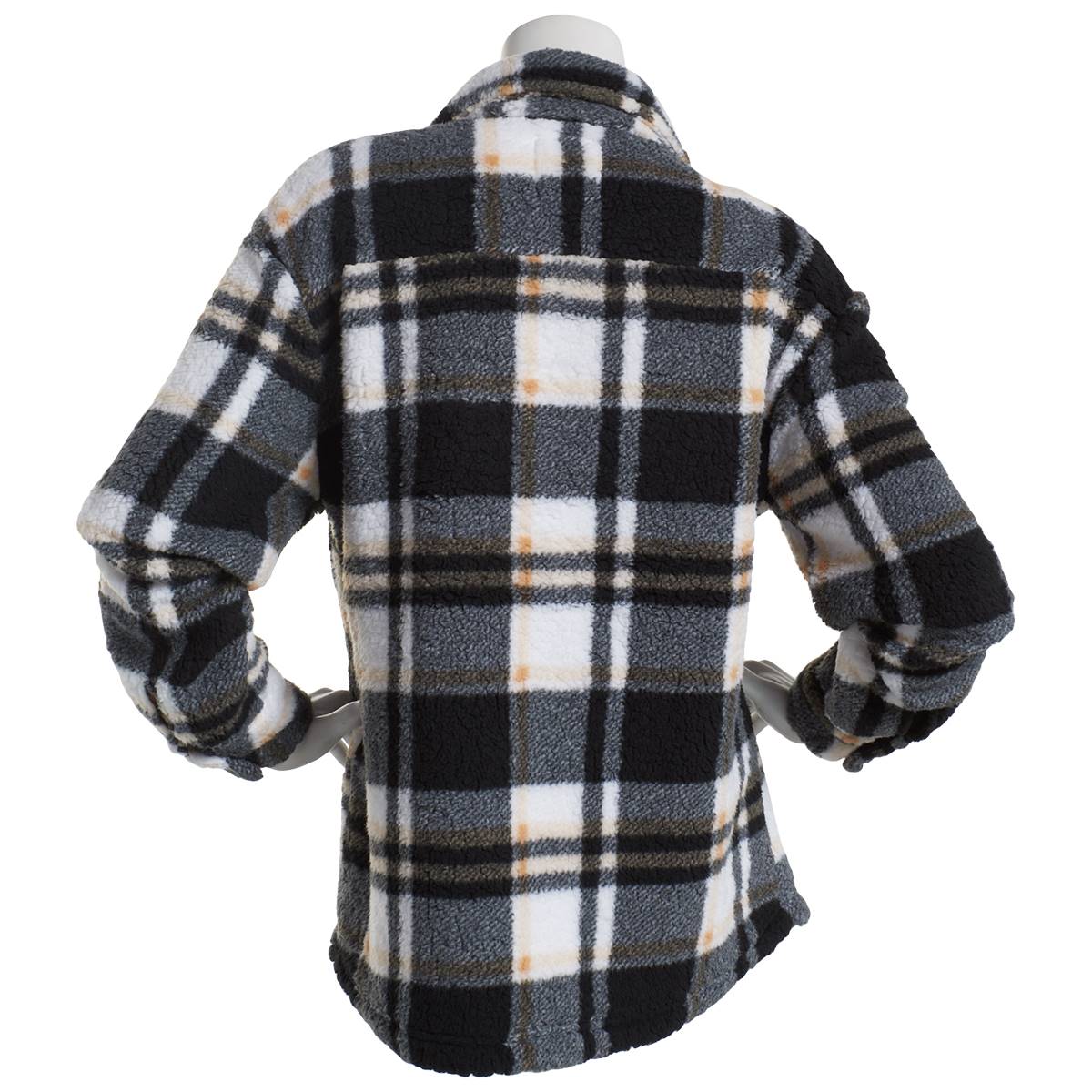 Plus Size New York Laundry Plaid Sherpa Jacket - Black