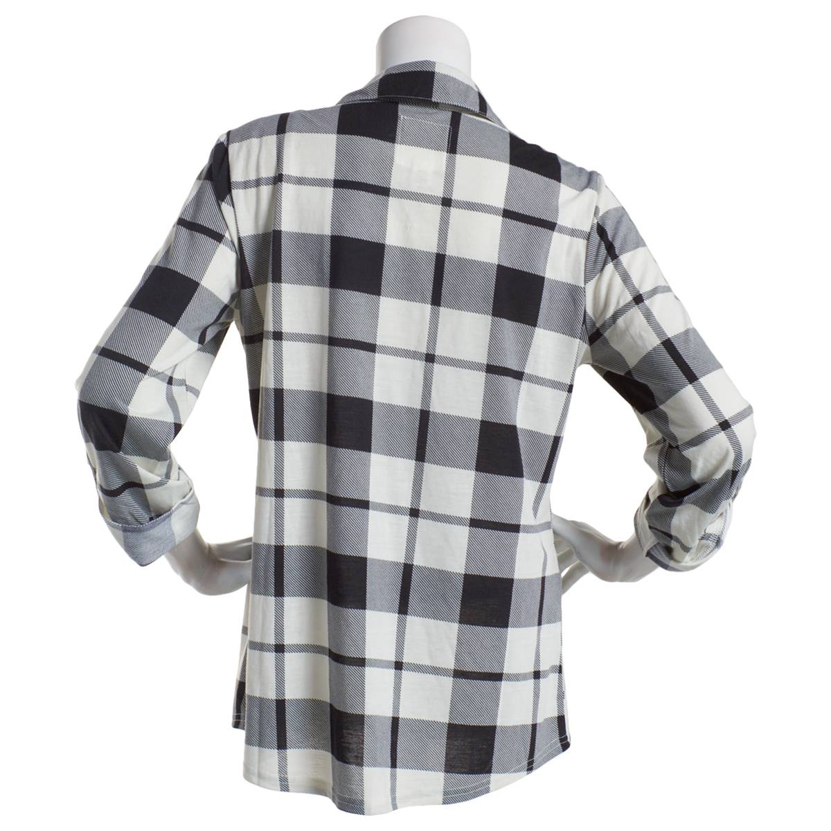 Womens New York Laundry Plaid Button Front Shirttail Blouse