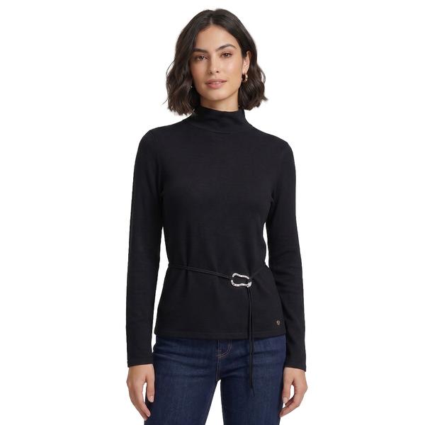 Womens NY & Co. Long Sleeve Mock Neck Sweater with Belt alternate view