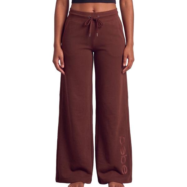 Womens Bebe Satin Logo Wide Leg Sweatpants