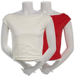 Juniors Eye Candy 2pk. Double Front Boat Neck Tops alternate view