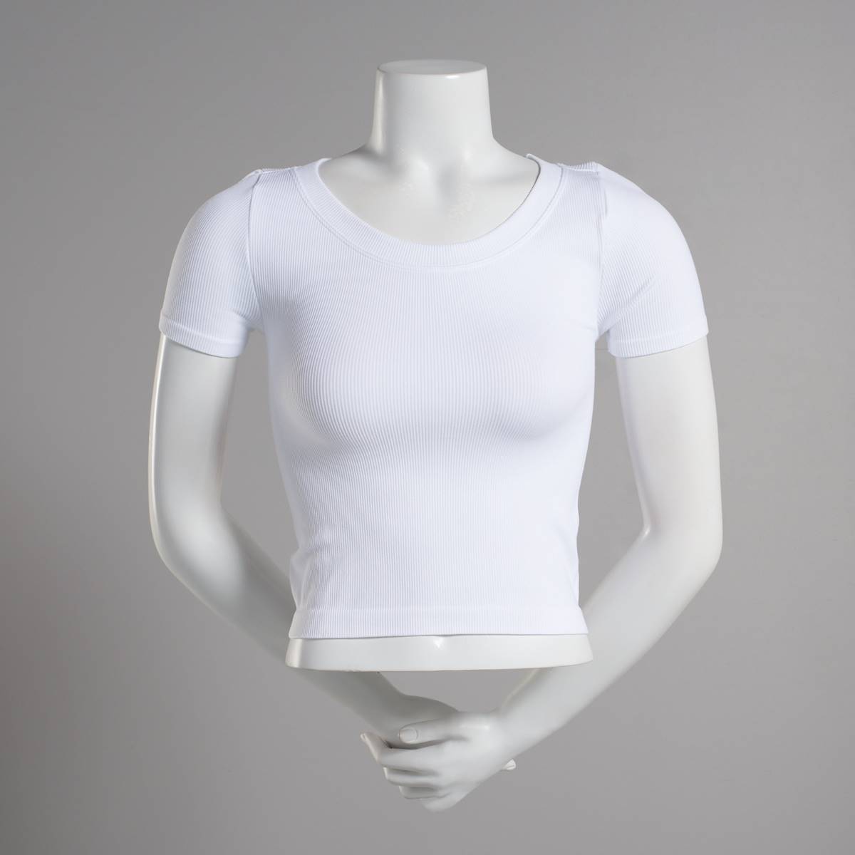 Juniors Eye Candy Sabrina Ribbed & Seamless Fitted Tee