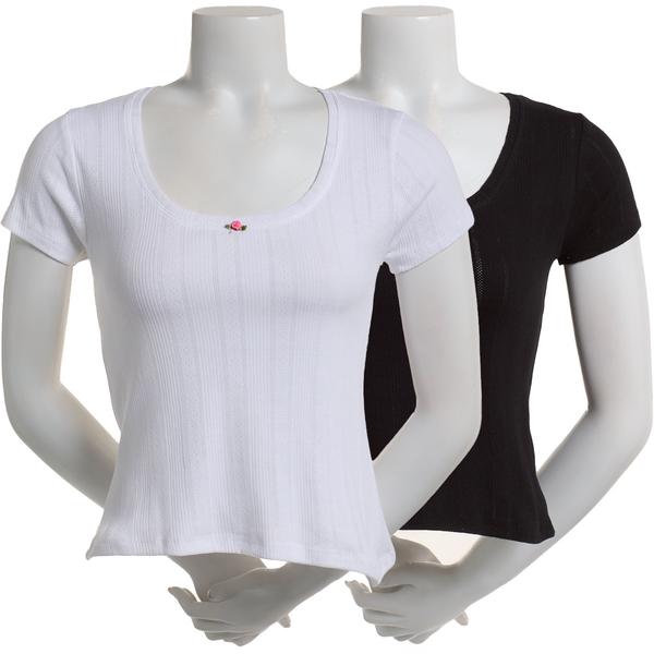 Juniors Urban Rebel 2pk. Pointelle Scoop Neck Top with Rosetta