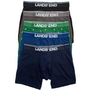 Mens LANDS END(R) 5pk. Knit Boxer Briefs - Green/Grey