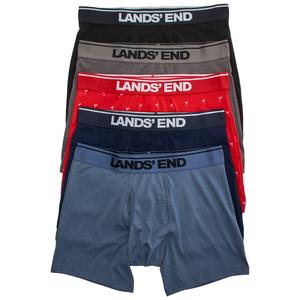 Mens LANDS END(R) 5pk. Knit Boxer Briefs - Red