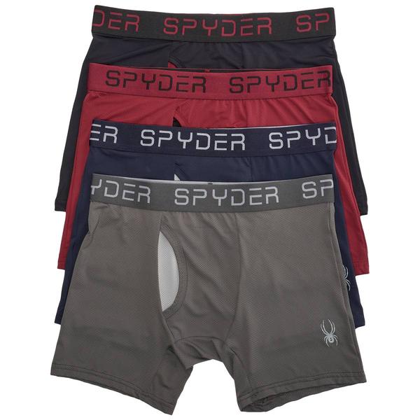 Mens Spyder 4pk. Knit Boxer Briefs - Grey/Navy/Maroon/Black