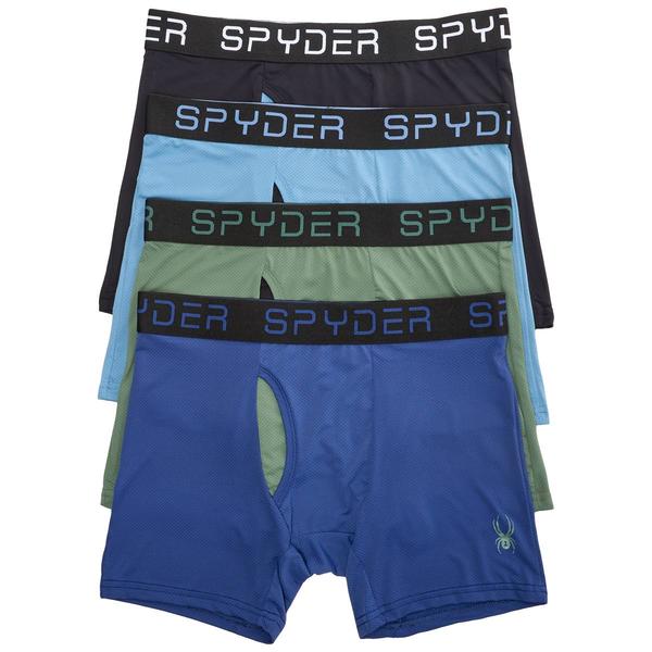 Mens Spyder 4pk. Knit Boxer Briefs - Navy/Hunter/ Lt. Blue/Black
