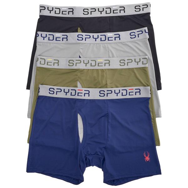 Mens Spyder 4pk. Knit Boxer Briefs - Navy/Green/Grey/Black
