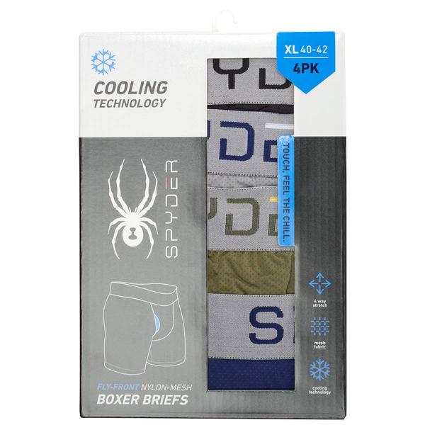 Mens Spyder 4pk. Knit Boxer Briefs - Navy/Green/Grey/Black alternate view