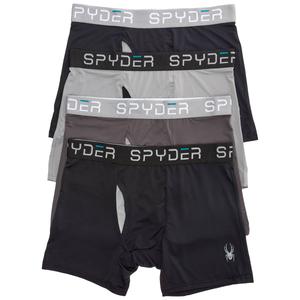 Mens Spyder 4pk. Nylon Mesh Boxer Briefs - Black/Grey/Silver