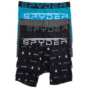 Mens Spyder 4pk. Knit Boxer Briefs - Black/Teal