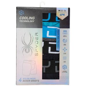 Mens Spyder 4pk. Knit Boxer Briefs - Black/Teal alternate view