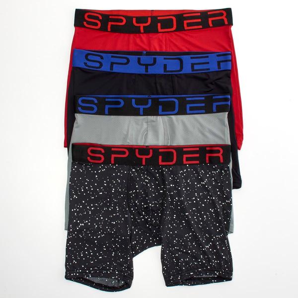 Mens Spyder 4pk. Knit Boxer Briefs - Blue/Black/Grey