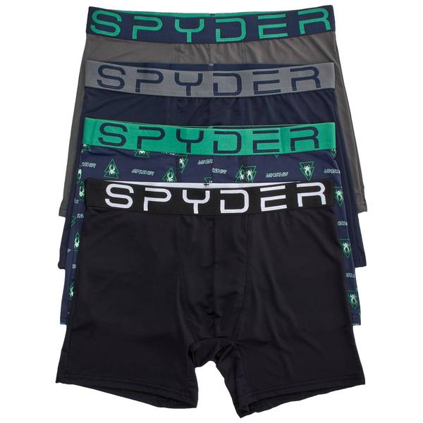 Mens Spyder 4pk. Performance Boxer Briefs - Black/Green alternate view