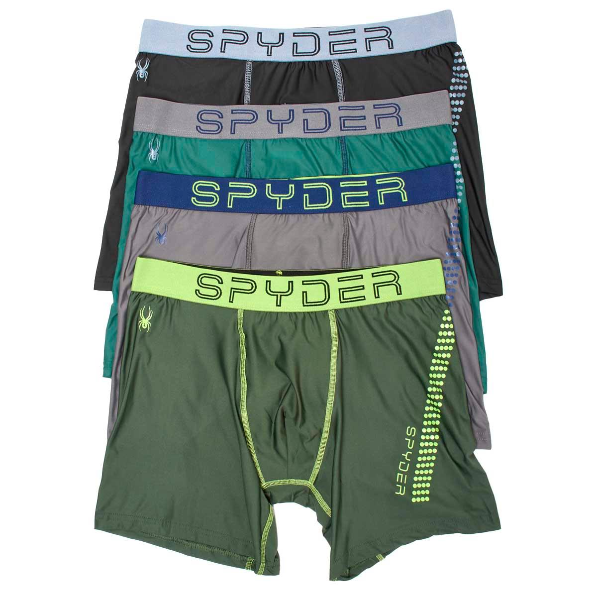 Mens Spyder 4pk. Polyester & Spandex Support Pouch Boxer Briefs