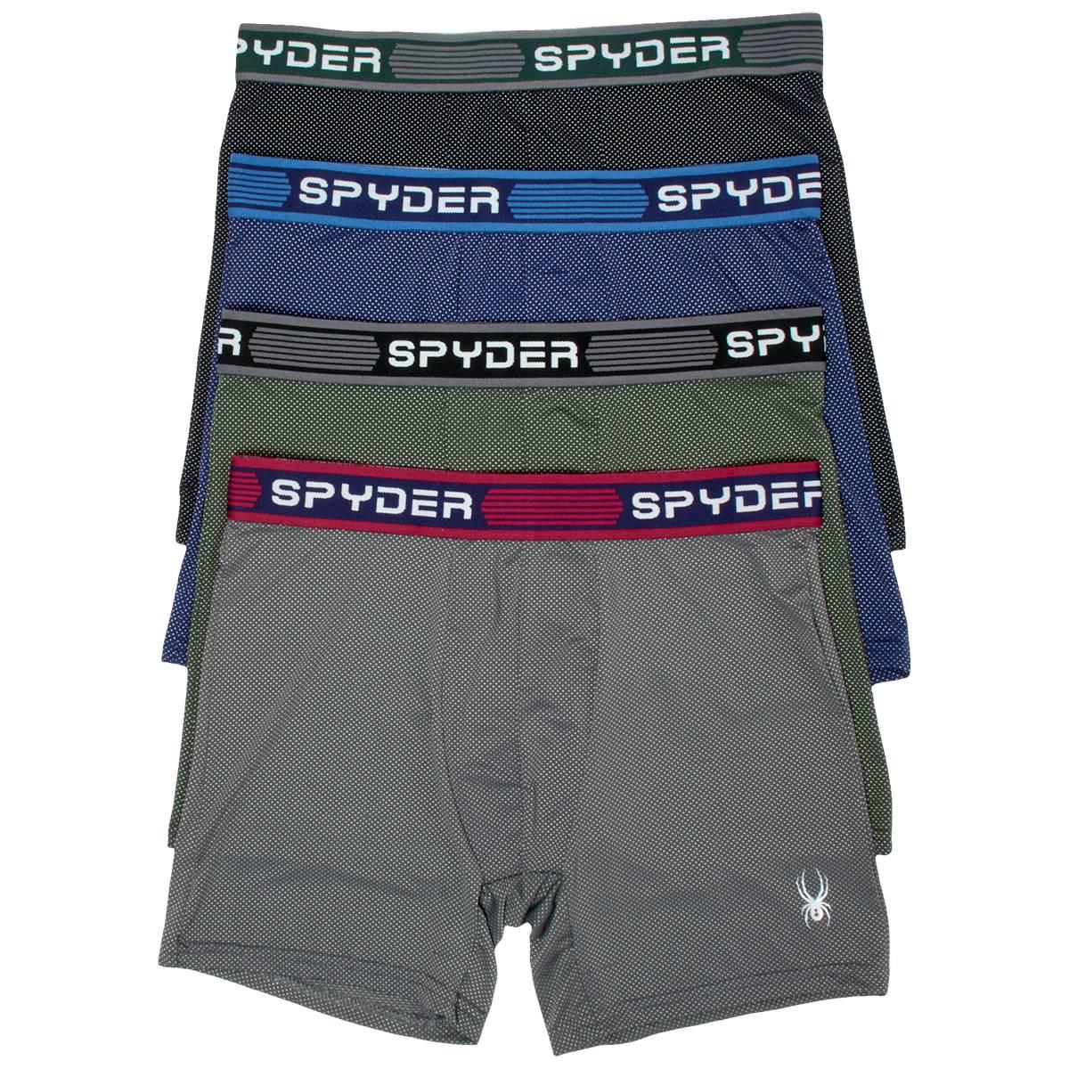 Mens Spyder 4pk. Nylon & Spandex Dotted Boxer Briefs