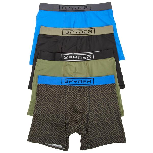 Mens Spyder 4pk. Knit Boxers Briefs - Navy/Green/Black