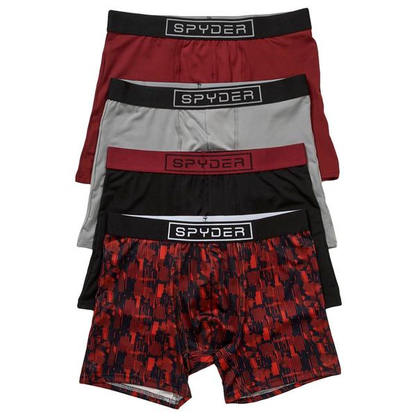 Mens Spyder 4pk. No Fly Knit Boxer Briefs - Black/Red
