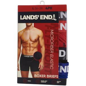 Mens LANDS END(R) 4pk. Super Soft Boxer Briefs - Red/Grey