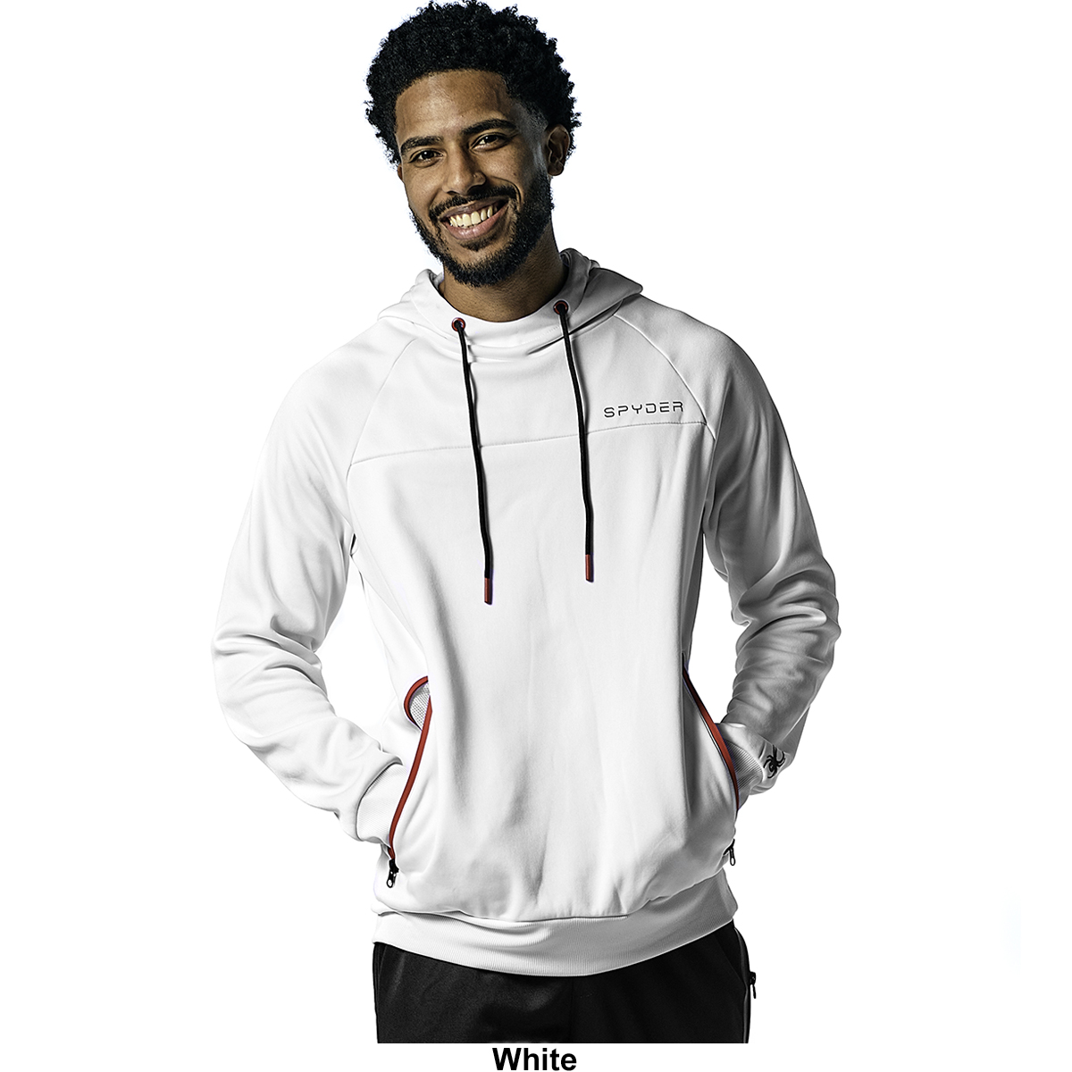 Mens Spyder Fleece Pullover Hoodie With Reverse Zipper