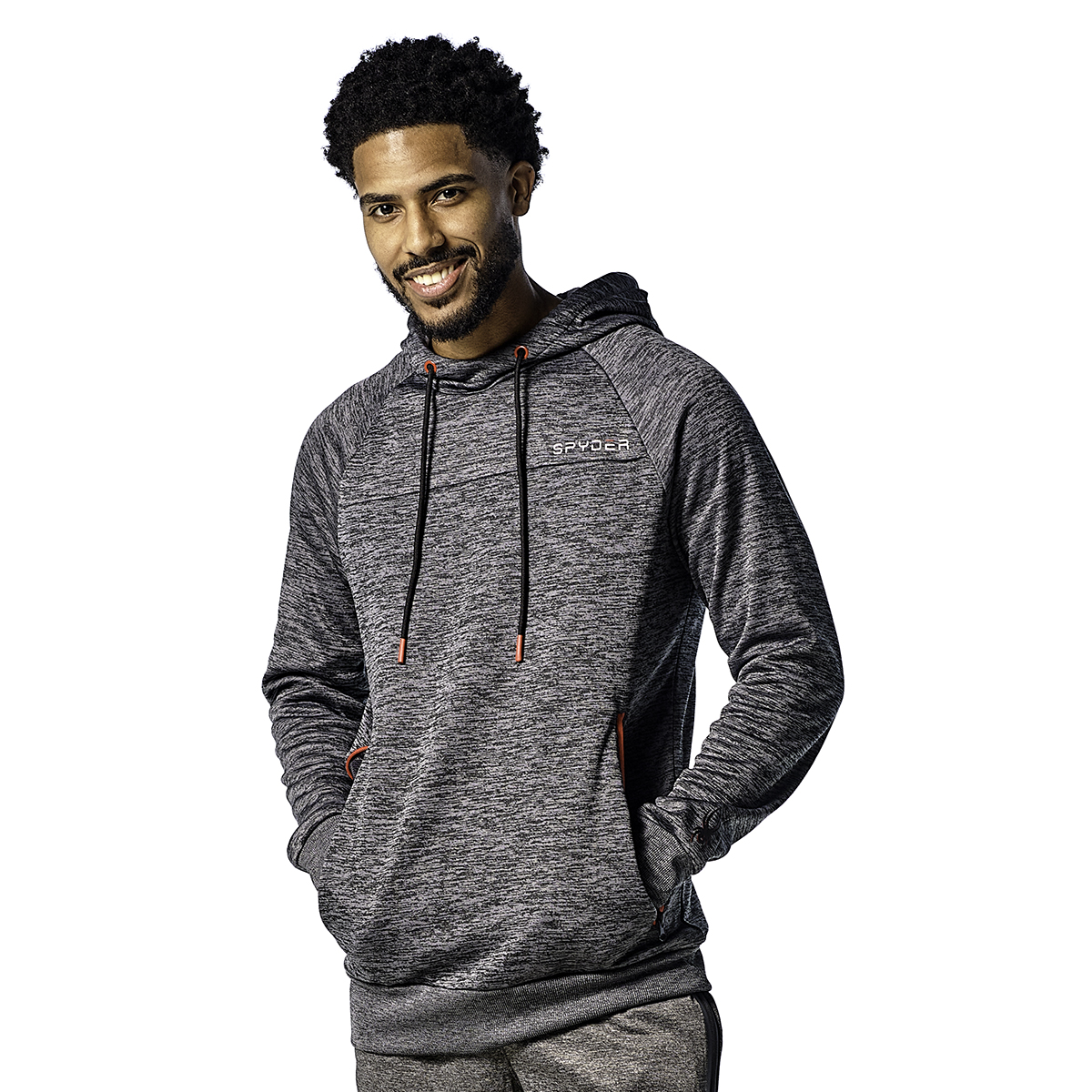 Mens Spyder Fleece Pullover Hoodie With Reverse Zipper