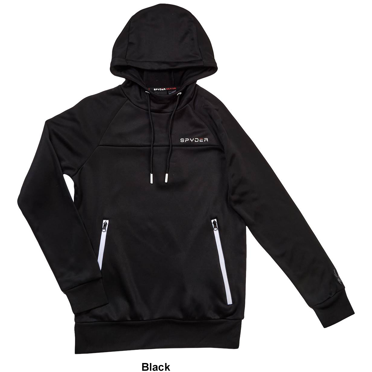 Mens Spyder Fleece Pullover Hoodie With Reverse Zipper