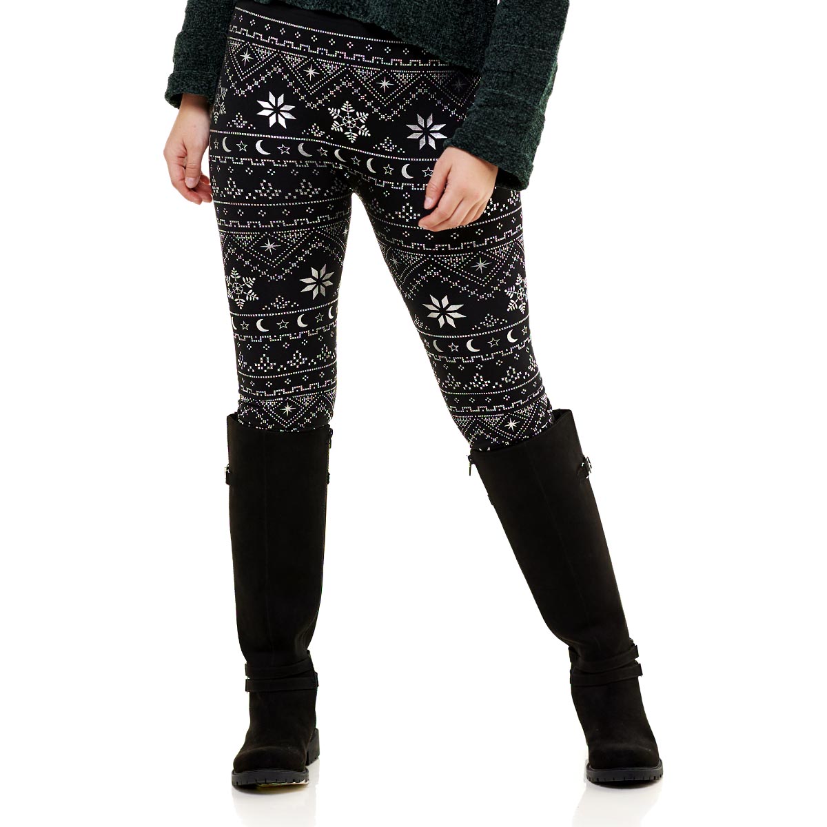 Juniors Eye Candy Shimmer Snowflake Leggings