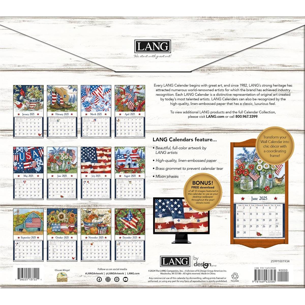 Lang(R) 2025 Old Glory Calendar