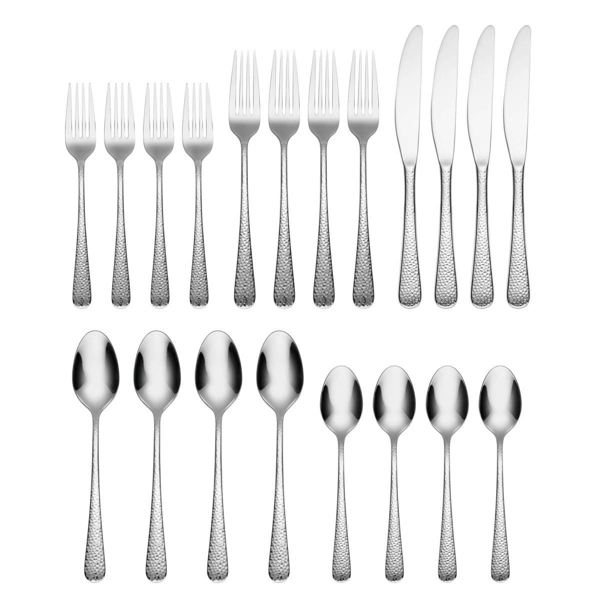 Cambridge(R) Kenne Hammered Mirror 20pc. Flatware Set