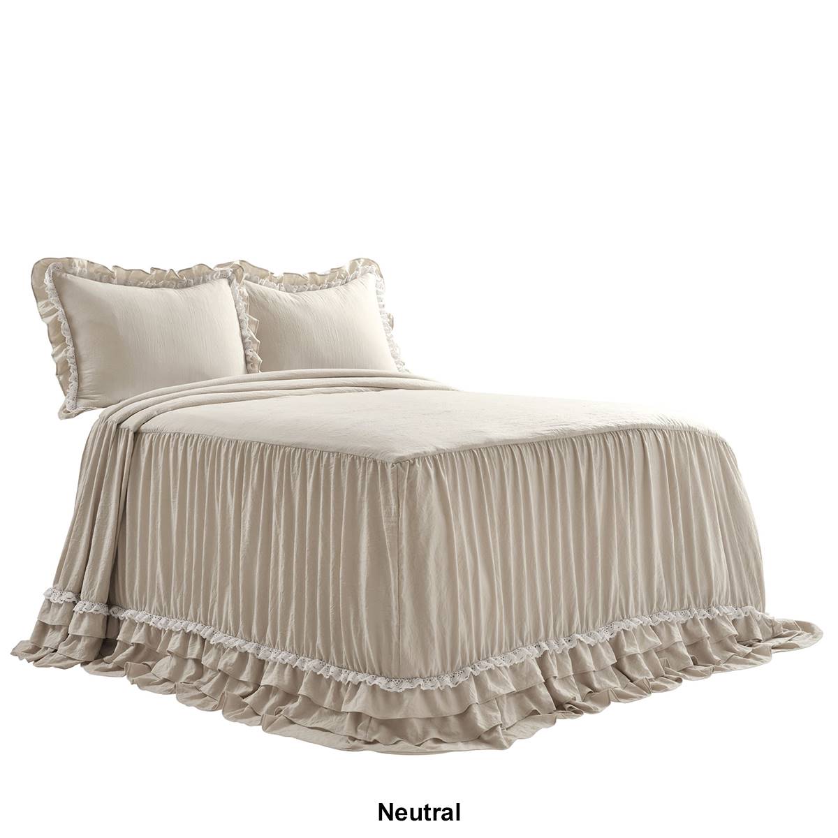 Lush Decor(R) Ella Shabby Chic Ruffle Lace Bedspread Set
