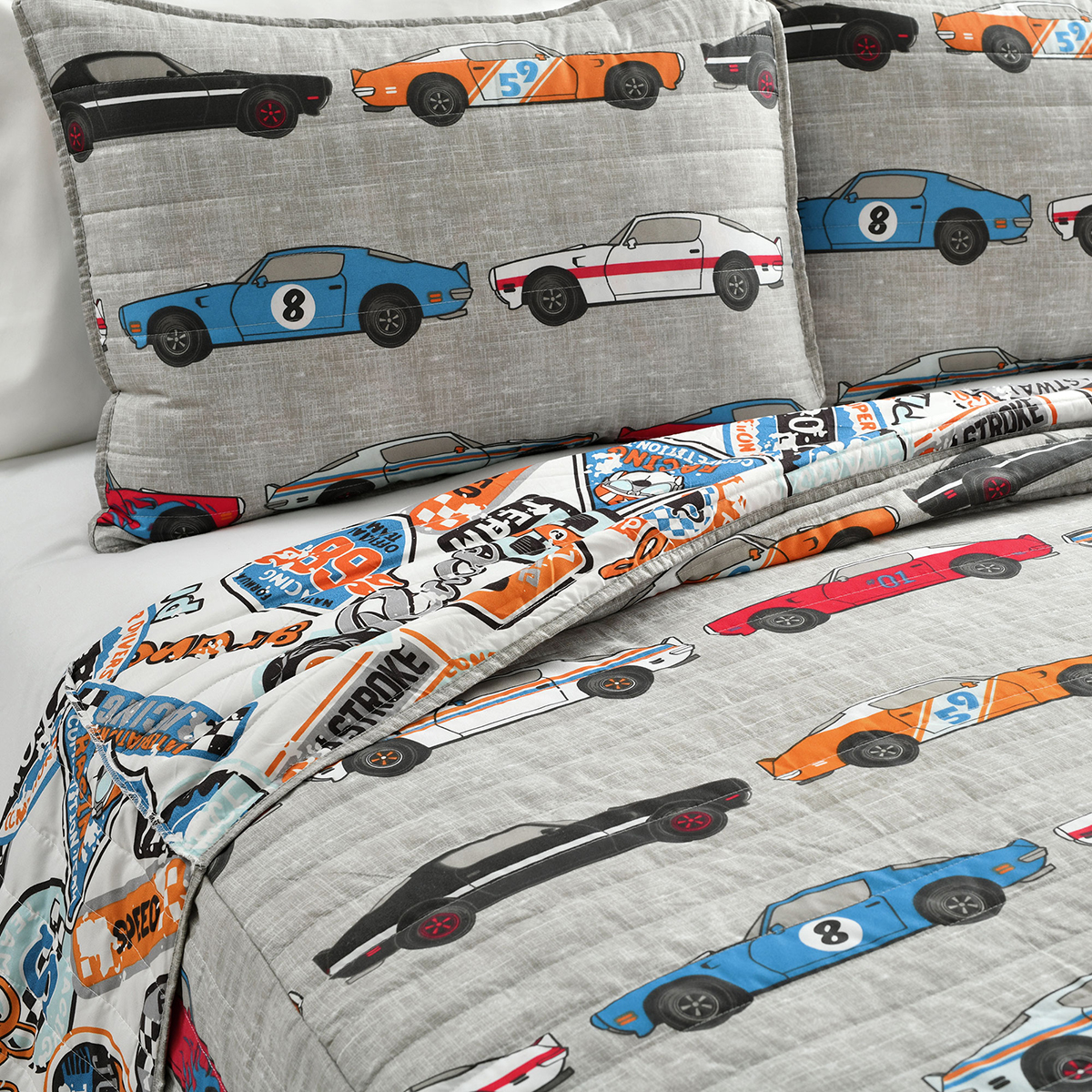 Lush Decor(R) Race Cars Reversible Bedspread Set