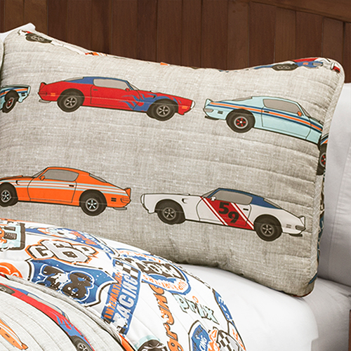 Lush Decor(R) Race Cars Quilt Set - Blue/Orange