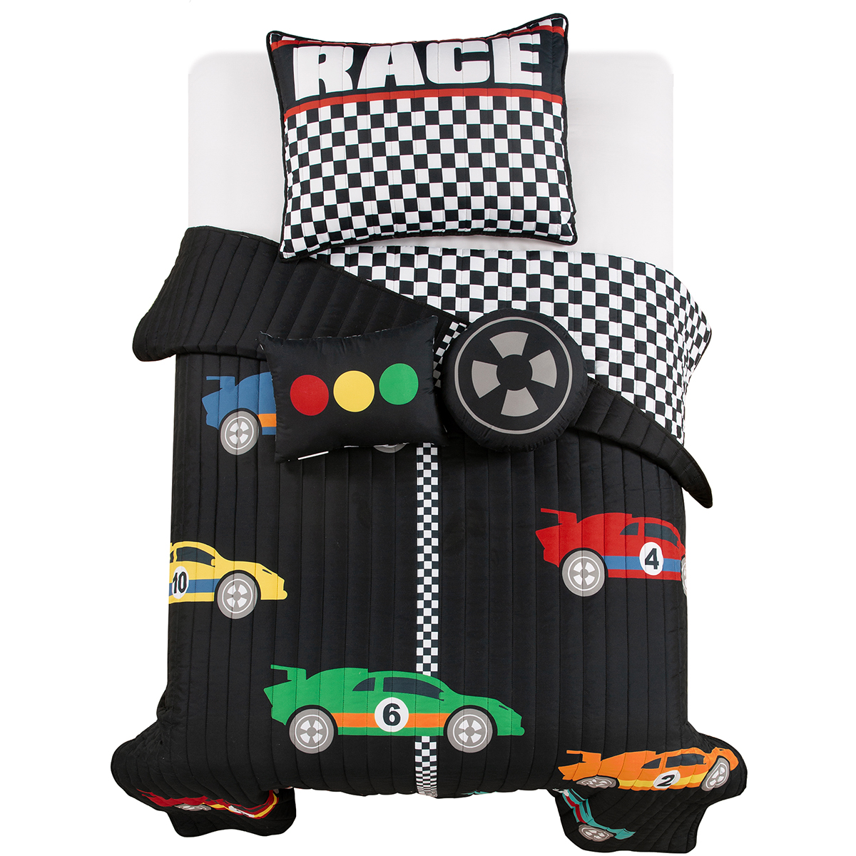 Lush Decor Racing Cars Quilt Set