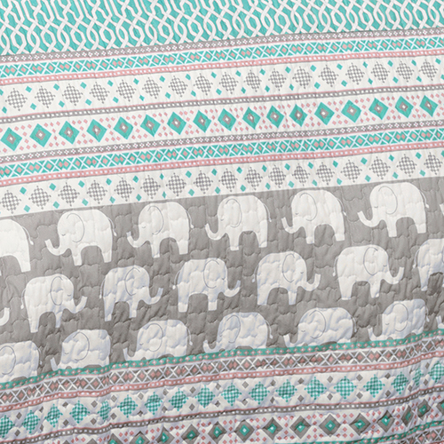 Lush Decor(R) Elephant Stripe Quilt Set-Turquoise