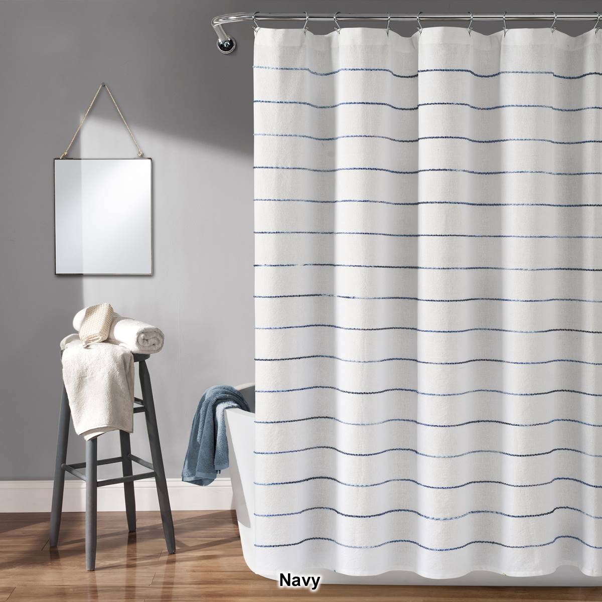 Lush Decor(R) Ombre Stripe Yarn Dyed Cotton Shower Curtain