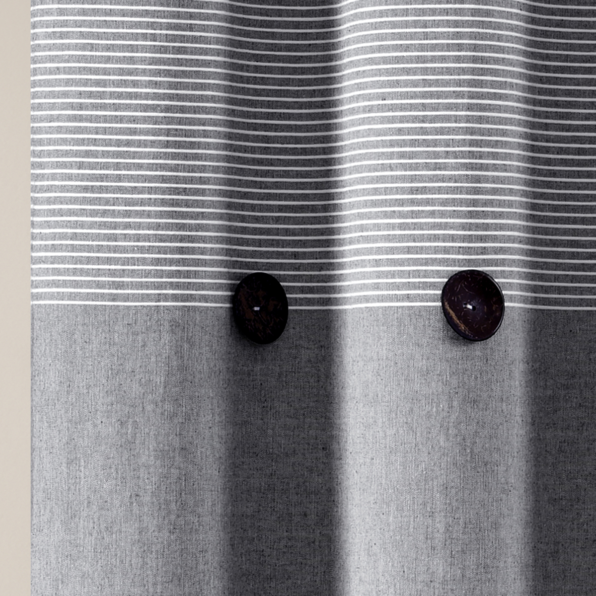 Lush Decor(R) Farmhouse Button Stripe Cotton Shower Curtain