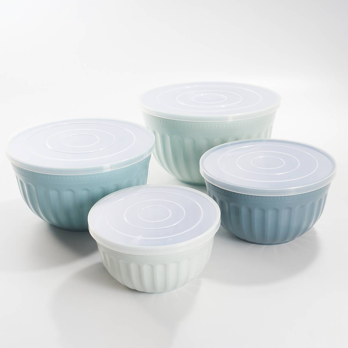 Scallop 4pc. Mixing Bowls With Lids - Blue Ombre