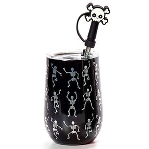 Gourmet Home Stainless Steel Dancing Wine Tumbler with Straw