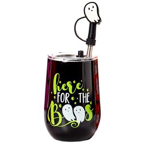 Gourmet Home Stainless Steel Here Boos Wine Tumbler with Straw