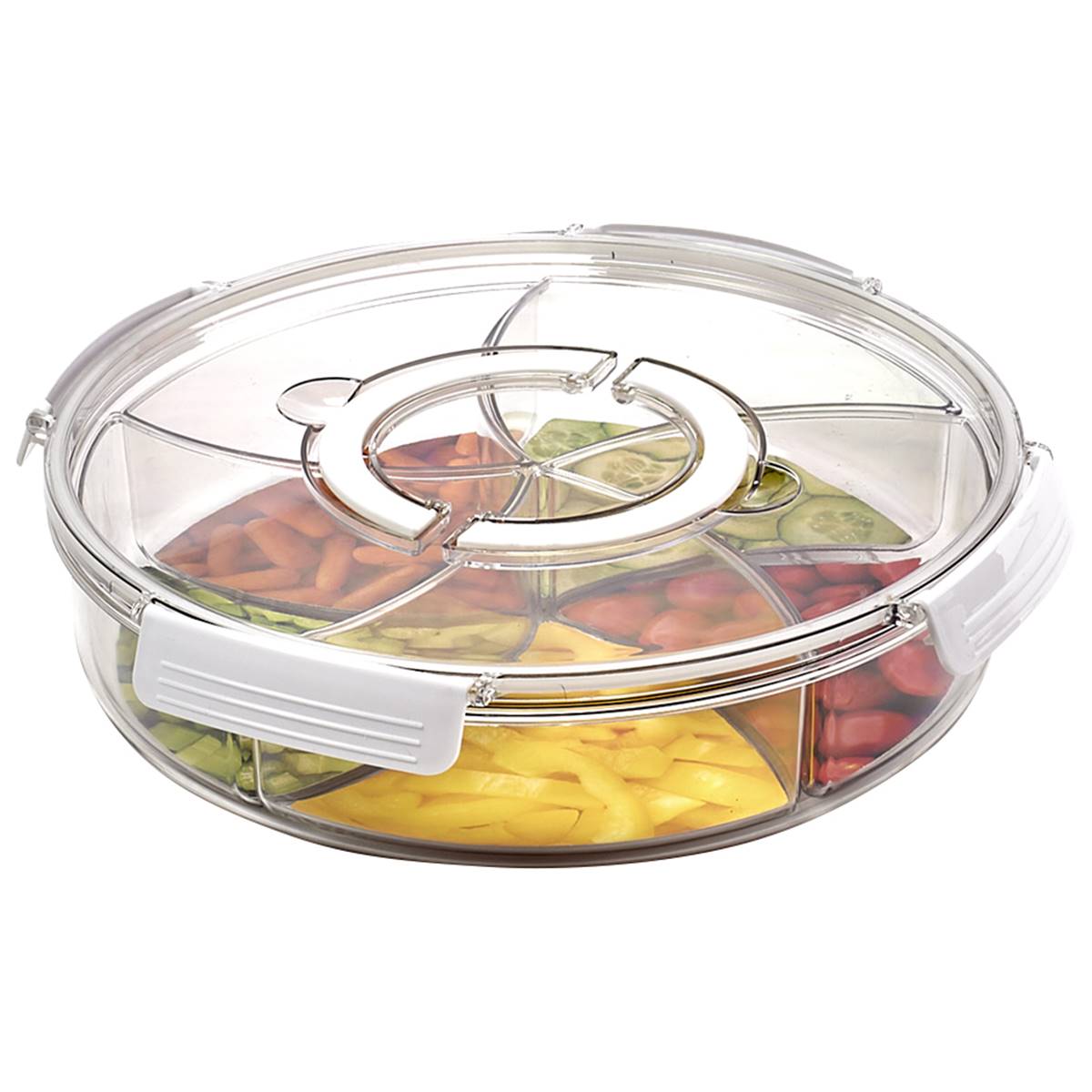 Gourmet Kitchen White Round Petition 5-Section Rotating Tray