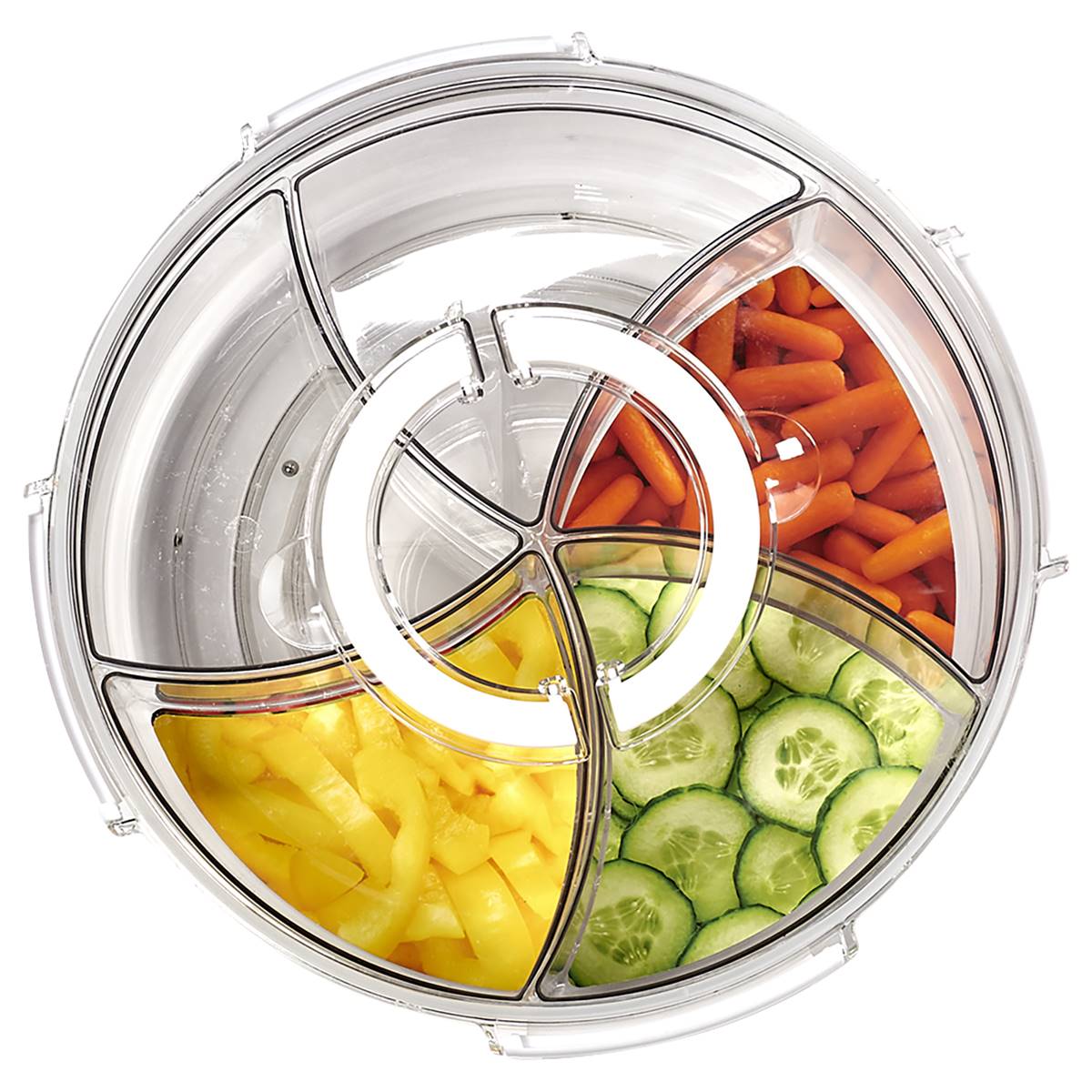 Gourmet Kitchen White Round Petition 5-Section Rotating Tray