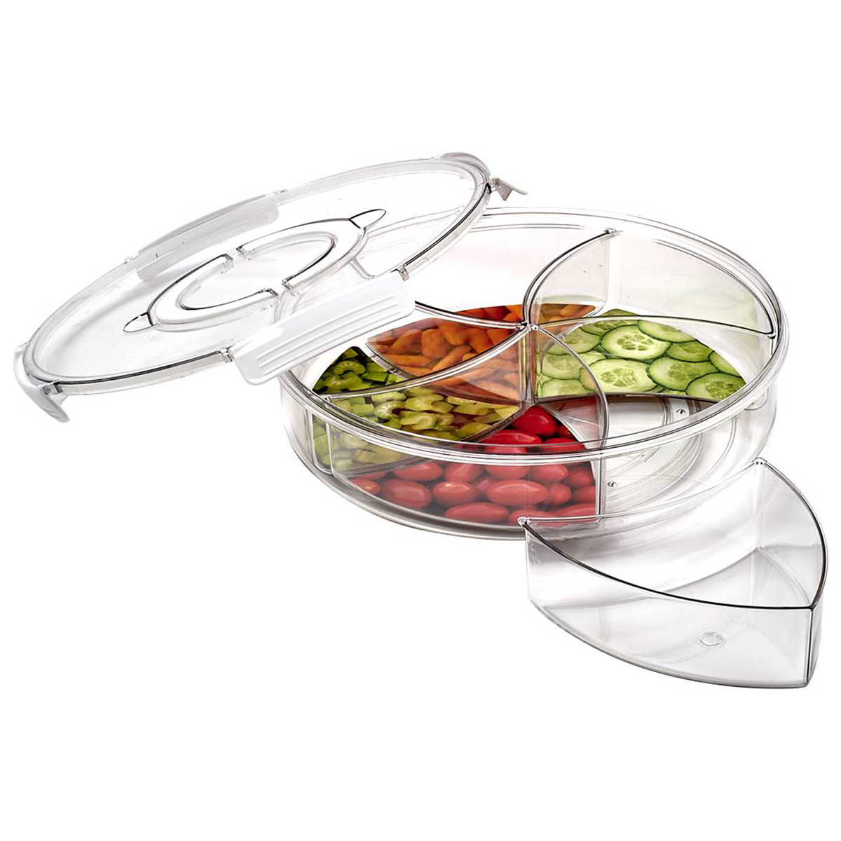 Gourmet Kitchen White Round Petition 5-Section Rotating Tray