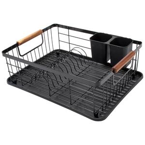 Gourmet Kitchen Dish Rack w/ Acacia Handles