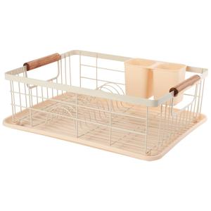 Gourmet Kitchen Dish Rack with Acacia Handles - White Swan